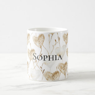 Brown Cream Boho Hearts Kaffemugg