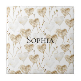 Brown Cream Boho Hearts Kakelplatta