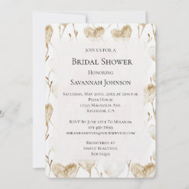 Brown Cream Boho Hearts Möhippa Inbjudningar