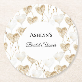 Brown Cream Boho Hearts Möhippa Underlägg Papper Rund