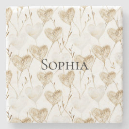 Brown Cream Boho Hearts Stenunderlägg