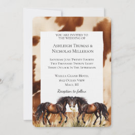 Brown Cream Cowhide Horses Bröllop Inbjudningar