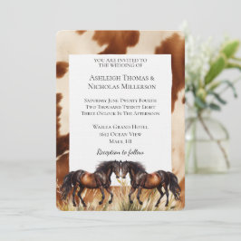 Brown Cream Cowhide Horses Bröllop Inbjudningar