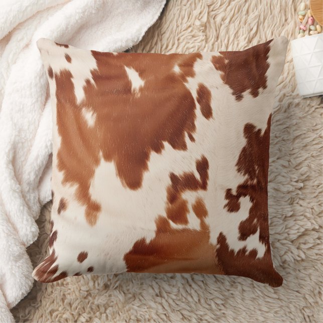 Brown Cream Cowhide Western Kudde (Filt)