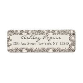 Brown Cream Damask Wedding Returetiketters Returadress Etikett