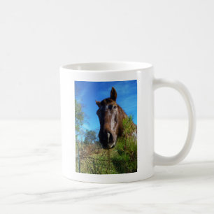 Brown & Cream Färgad Horse blå himmel Kaffemugg