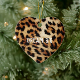 Brown Cream Leopard Animal Julgransprydnad Keramik