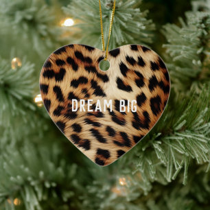 Brown Cream Leopard Animal Julgransprydnad Keramik