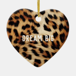 Brown Cream Leopard Animal Julgransprydnad Keramik