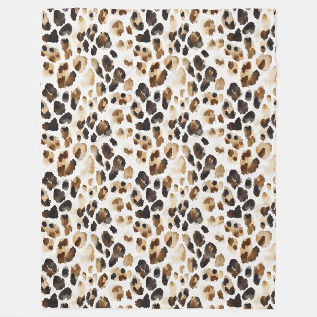 Brown Cream Leopard Animal Print Fleecefilt (Framsidan)