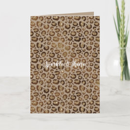 Brown Cream Leopard Animal Print Glitter Kort