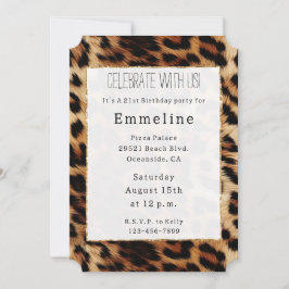Brown Cream Leopard Animal Print Inbjudningar