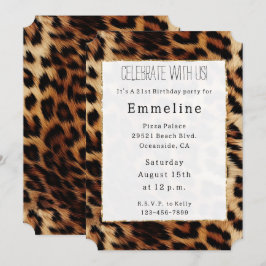 Brown Cream Leopard Animal Print Inbjudningar