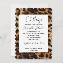 Brown Cream Leopard Animal Print Inbjudningar