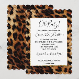 Brown Cream Leopard Animal Print Inbjudningar
