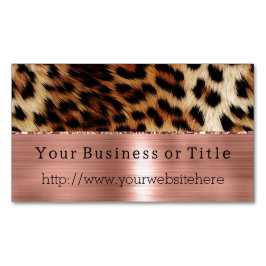 Brown Cream Leopard Animal Ro Guld Magnetiska Visitkort