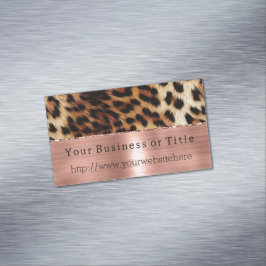 Brown Cream Leopard Animal Ro Guld Magnetiska Visitkort