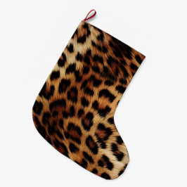 Brown Cream Leopard Animal Stor Julstrumpa