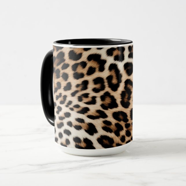 Brown Cream Leopard Print Mugg (Framsida vänster)