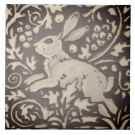 Brown Cream Rabbit Blommigt Foliage Woodland Decor Kakelplatta