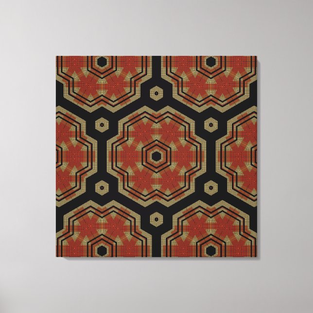 Brown, Cream Retro Art Seamless Mönster Canvas (Framsida)