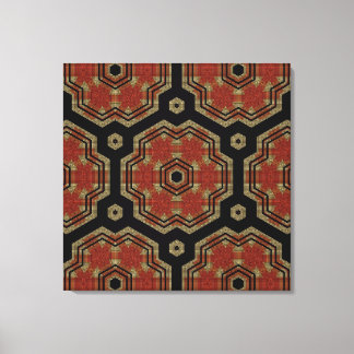 Brown, Cream Retro Art Seamless Mönster Canvas