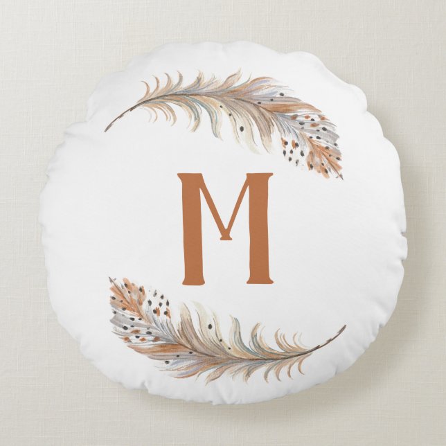 Brown & Cream Rund Kudde (Framsidan)