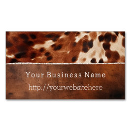 Brown Cream Southwest Cowhide Magnetiska Visitkort
