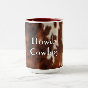 Brown Cream Southwest Cowhide Mugg