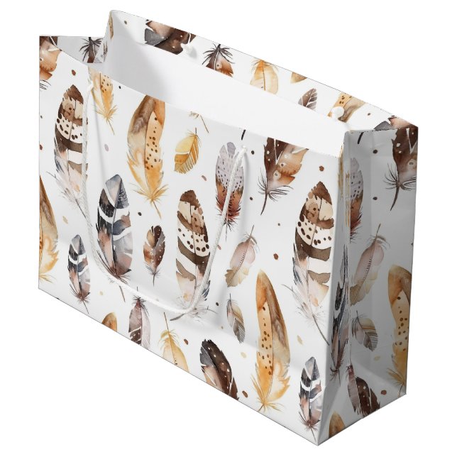 Brown Cream Tribal Native Feathers Birthday (Framsidan Vinklad)