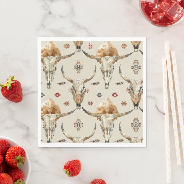 Brown Cream Tribal Native Feathers Birthday Pappersservett (Insitu)