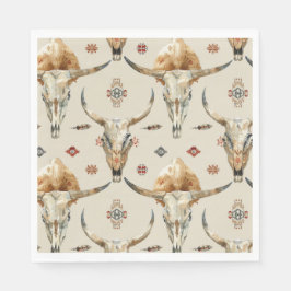 Brown Cream Tribal Native Feathers Birthday Pappersservett