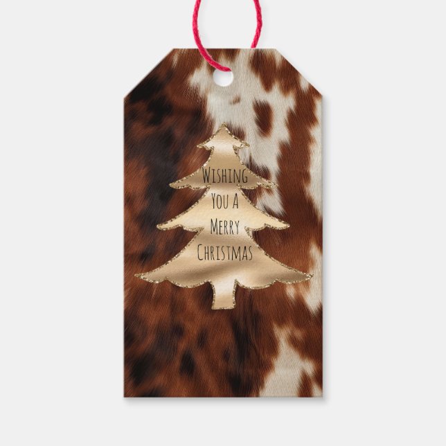 Brown Cream Western Cowhide jul Presentetikett (Framsidan)