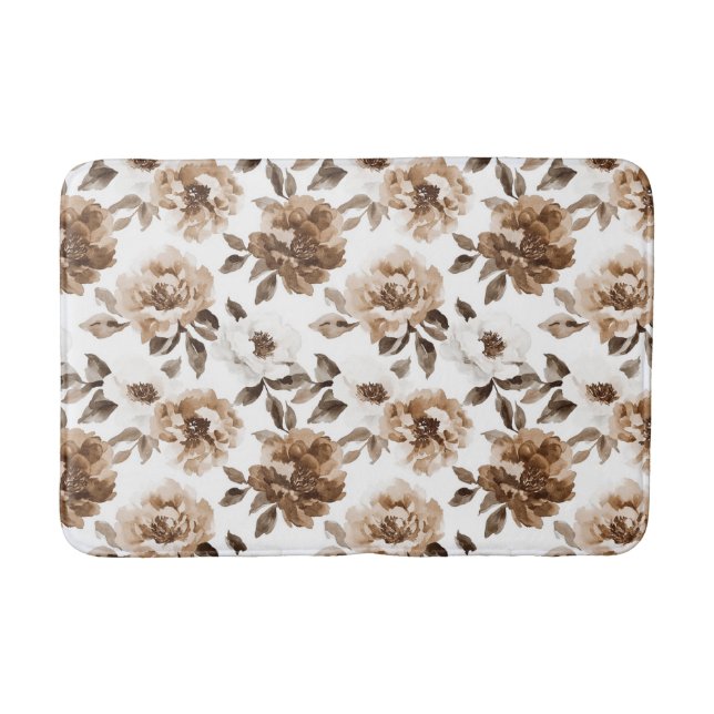 Brown Cream White Flowers jul Badrumsmatta (Framsidan)