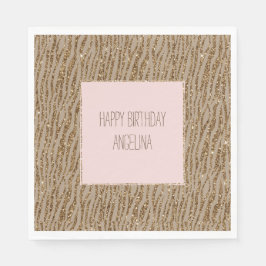 Brown Cream Zebra Animal Print Glitter Pappersservett