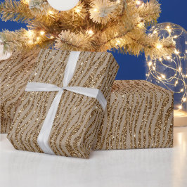 Brown Cream Zebra Animal Print Glitter Presentpapper