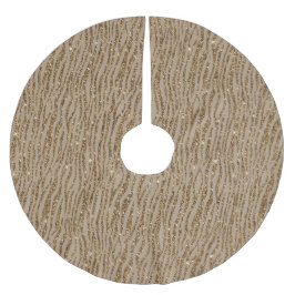 Brown Cream Zebra tryck Animal Glitter   Julgransmatta Borstad Polyester