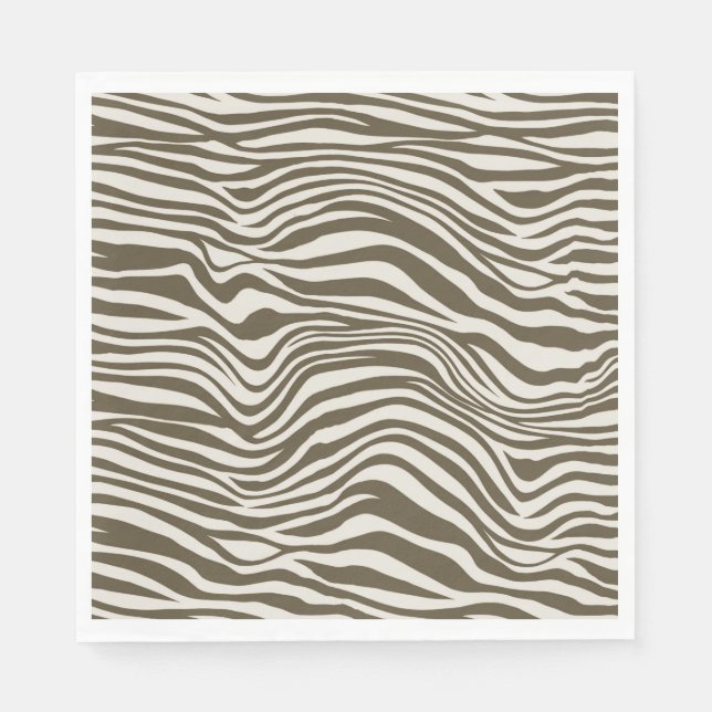 Brown Cream Zebra tryck Pappersservett (Framsidan)
