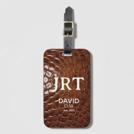 Brown Crocodile Leather Monogram Passport Bagagebricka