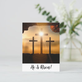 Brown Crosses He Is Risen Christian Happy Easter Helg Vykort