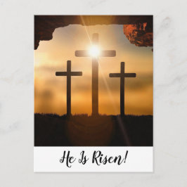 Brown Crosses He Is Risen Christian Happy Easter Helg Vykort