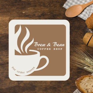 Brown Custom coffee shop logo square sticker Fyrkantigt Klistermärke