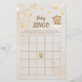 Brown Cute Bear Baby Shower Bingo