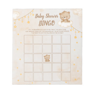 Brown Cute Bear Baby Shower Bingo Anteckningsblock
