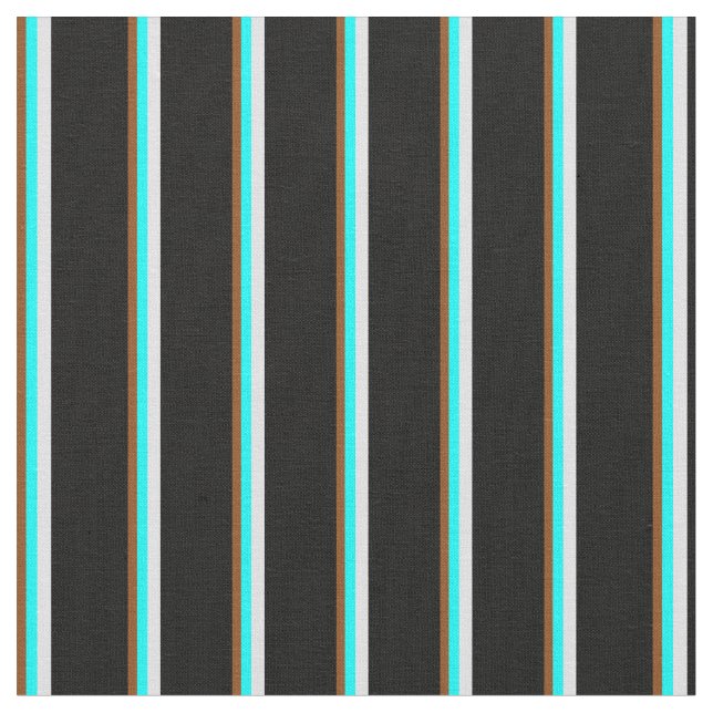 Brown, cyan, Lavender & Black Färgad Linjer Tyg (Närbild)