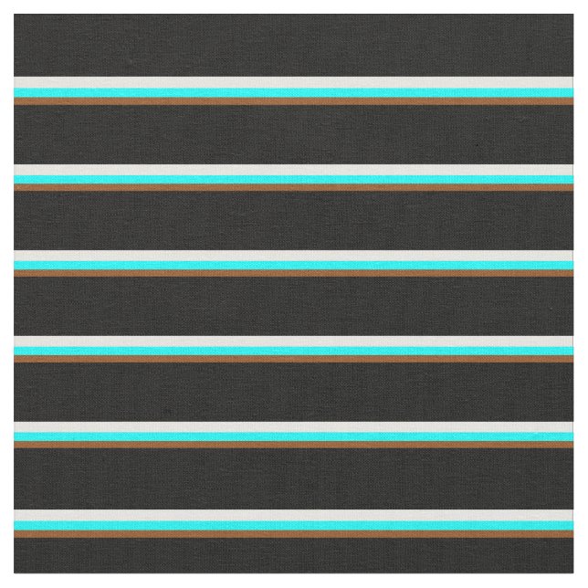 Brown, cyan, Mint Cream och Black Mönster Tyg (Närbild)