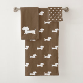Brown Dachshund Bath Towel Set Hand Tvättar Trasa