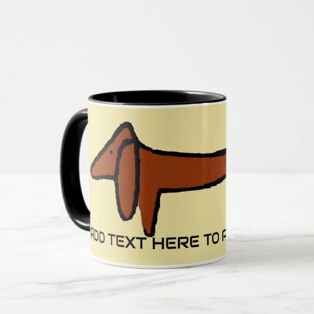 Brown Dachshund, lägg till text. Mugg (Framsida vänster)