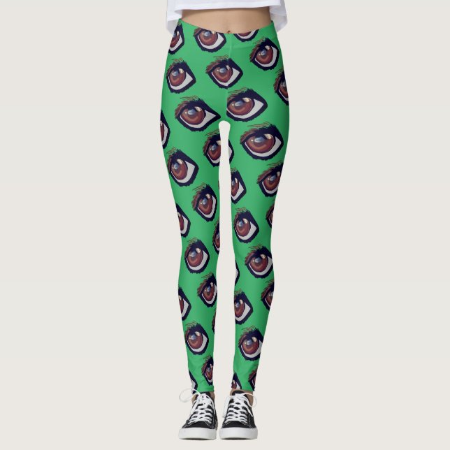 Brown Dachshund Ögon Anpassningsbar Leggings (Framsida)