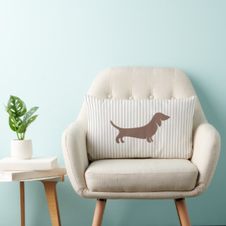 Brown Dachshund på Beige Rand Lumbarkudde